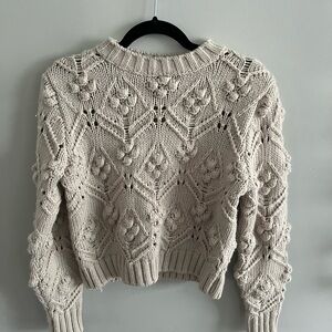 Zara Chunky Knit Bobble Sweater - Cream